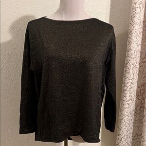 Like new black long sleeve top with gold threading